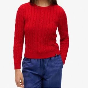 Basic Editions Women's Long Sleeves Red Cotton Sweater Pullover Size L